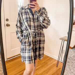 ATM Anthony Thomas Melillo Plaid Shirt Dress L